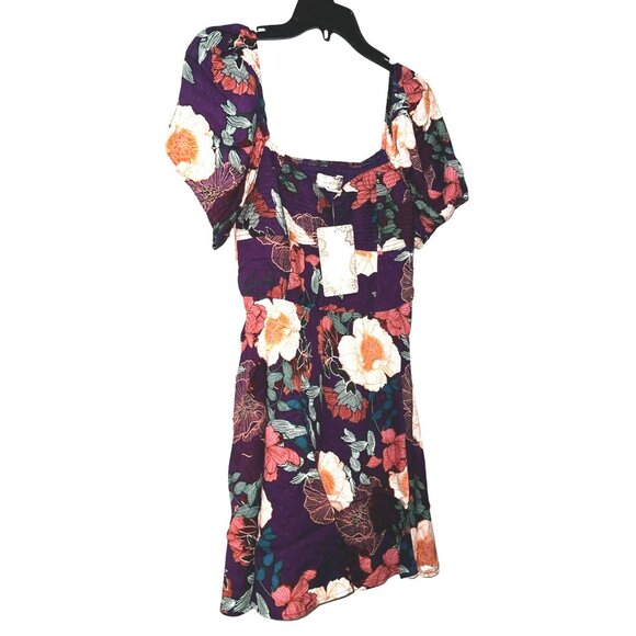 Band of the Free NWT Aimee Purple & Cream Floral Sweetheart Dress Sz Small Women - Picture 7 of 13
